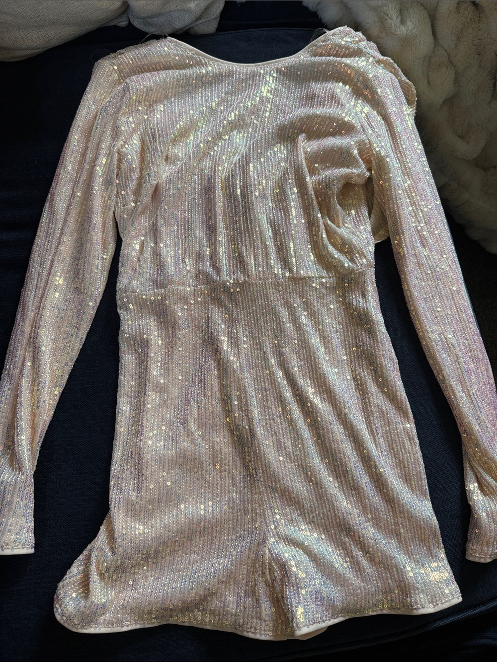 privy Blush Sequin Trim Dress with Tag